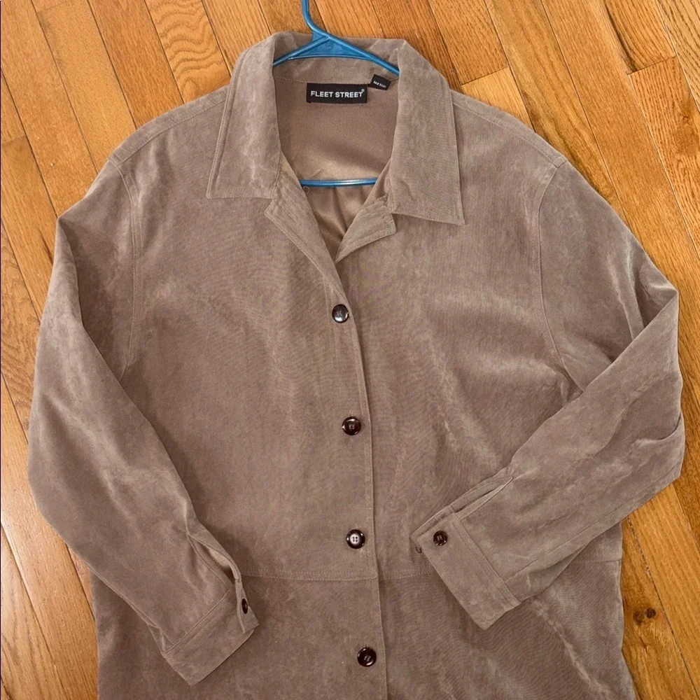 Fleet Street Faux Suede Button Front Overshirt Jacket Size Large
